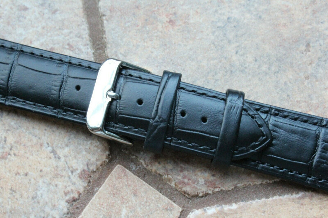 Genuine Leather Watch Strap Band KMV XL 24mm Black