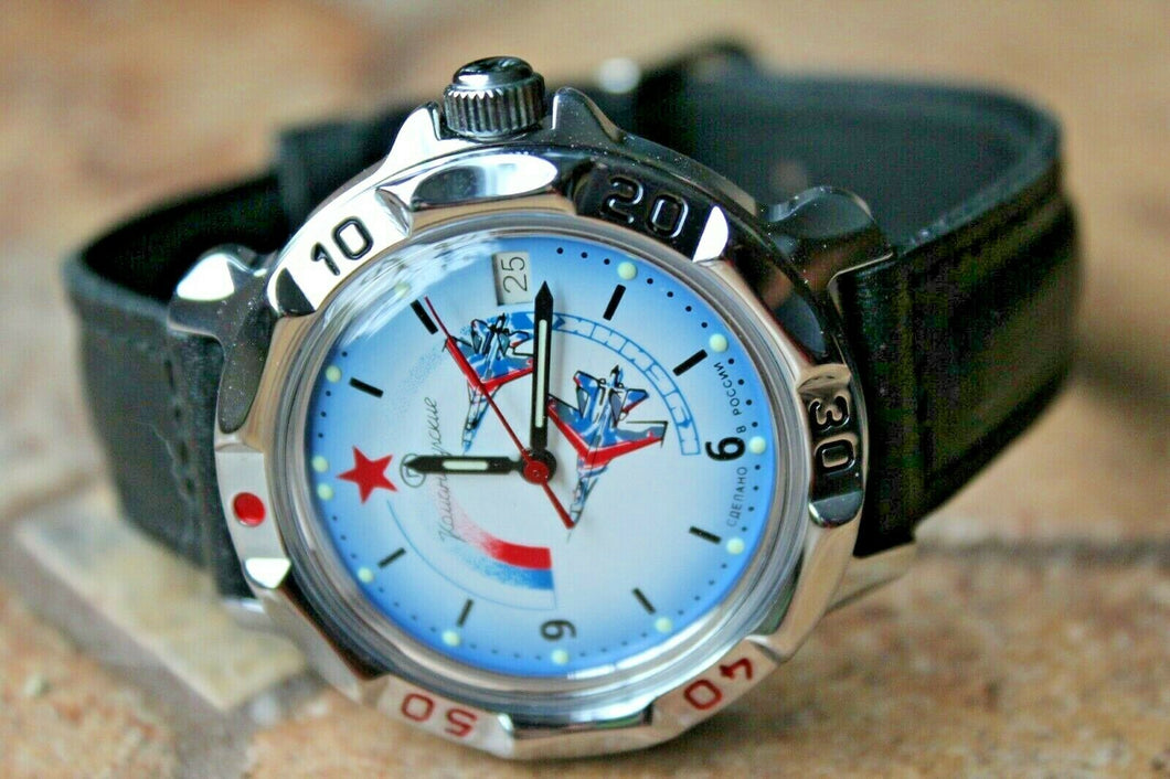 Vostok Komandirsky Russian Mechanical Military Wrist Watch Air Force 811066