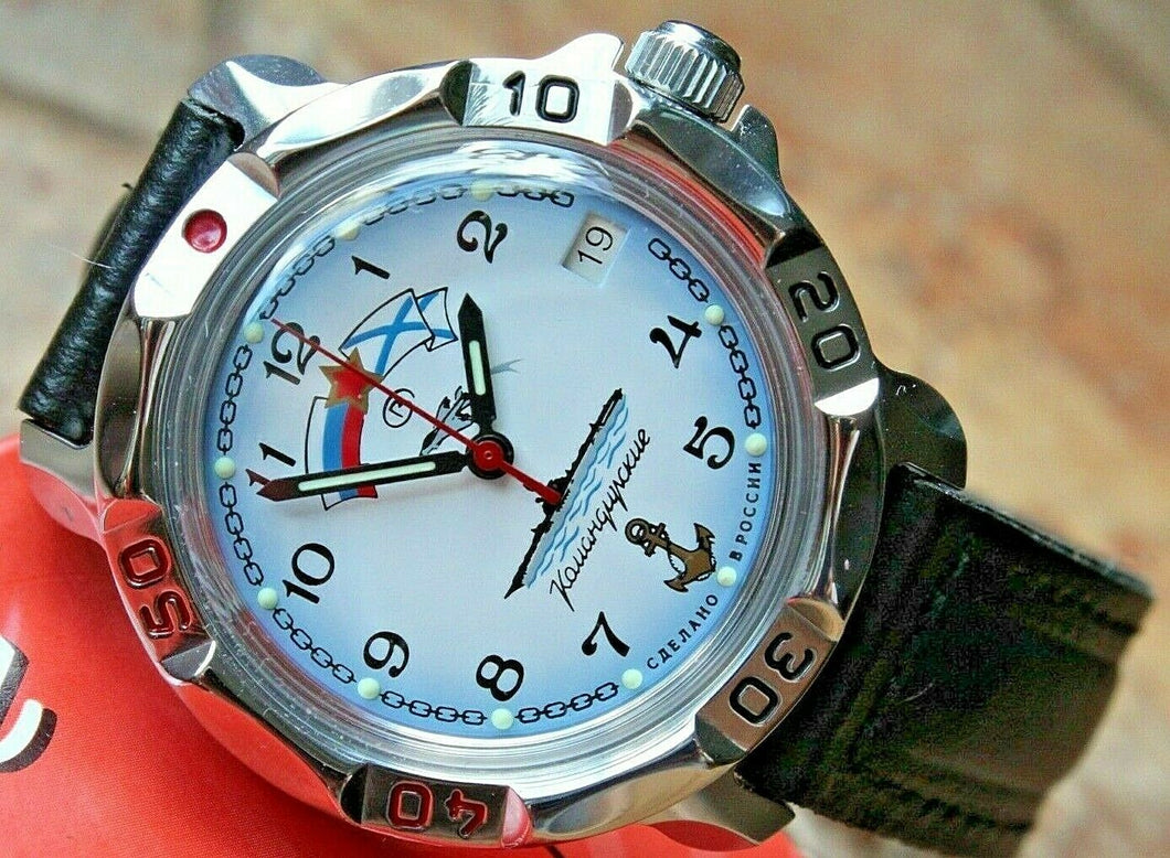 Vostok Komandirsky Russian Mechanical Military Wrist Watch NAVY VMF 811241
