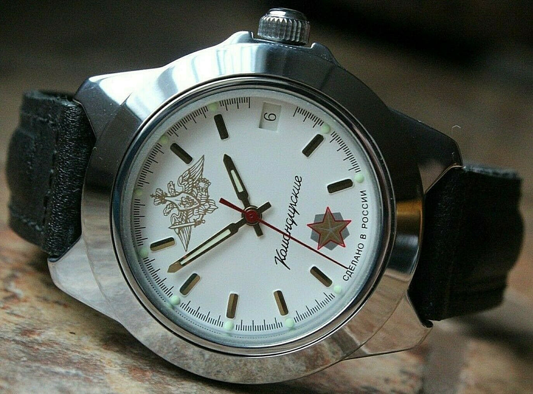 Vostok Komandirsky Auto Russian Military Wrist Watch # 641653 NEW