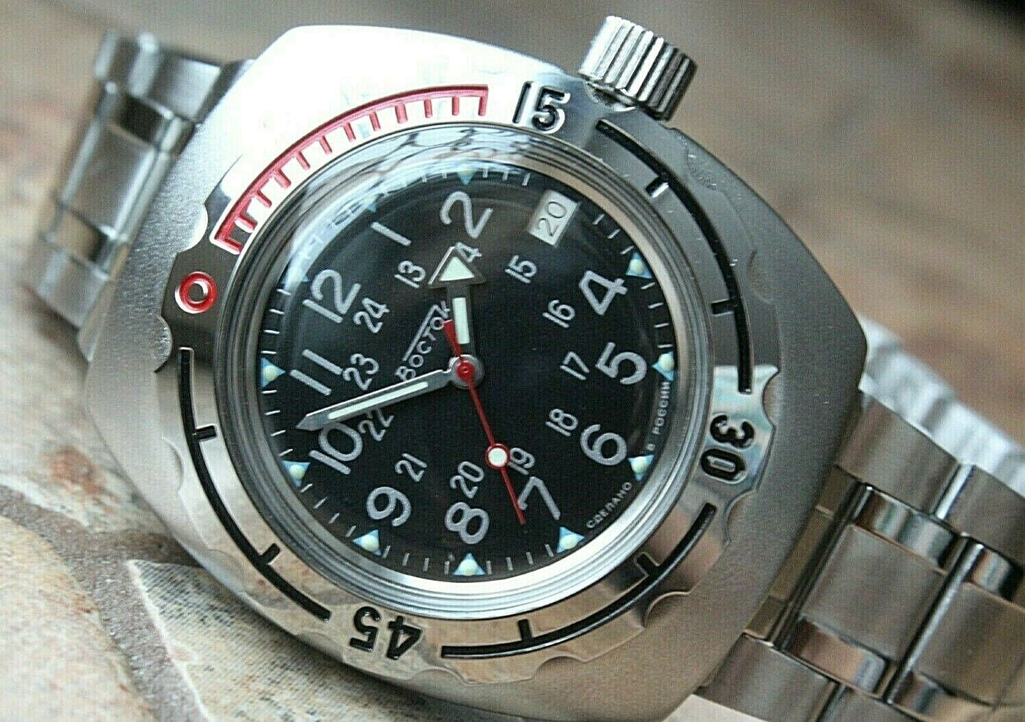 Russian Mechanical Automatic Wrist Watch VOSTOK AMPHIBIAN DIVER Custom 090783